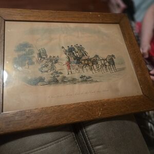 Vintage Framed Horse Carriage Print